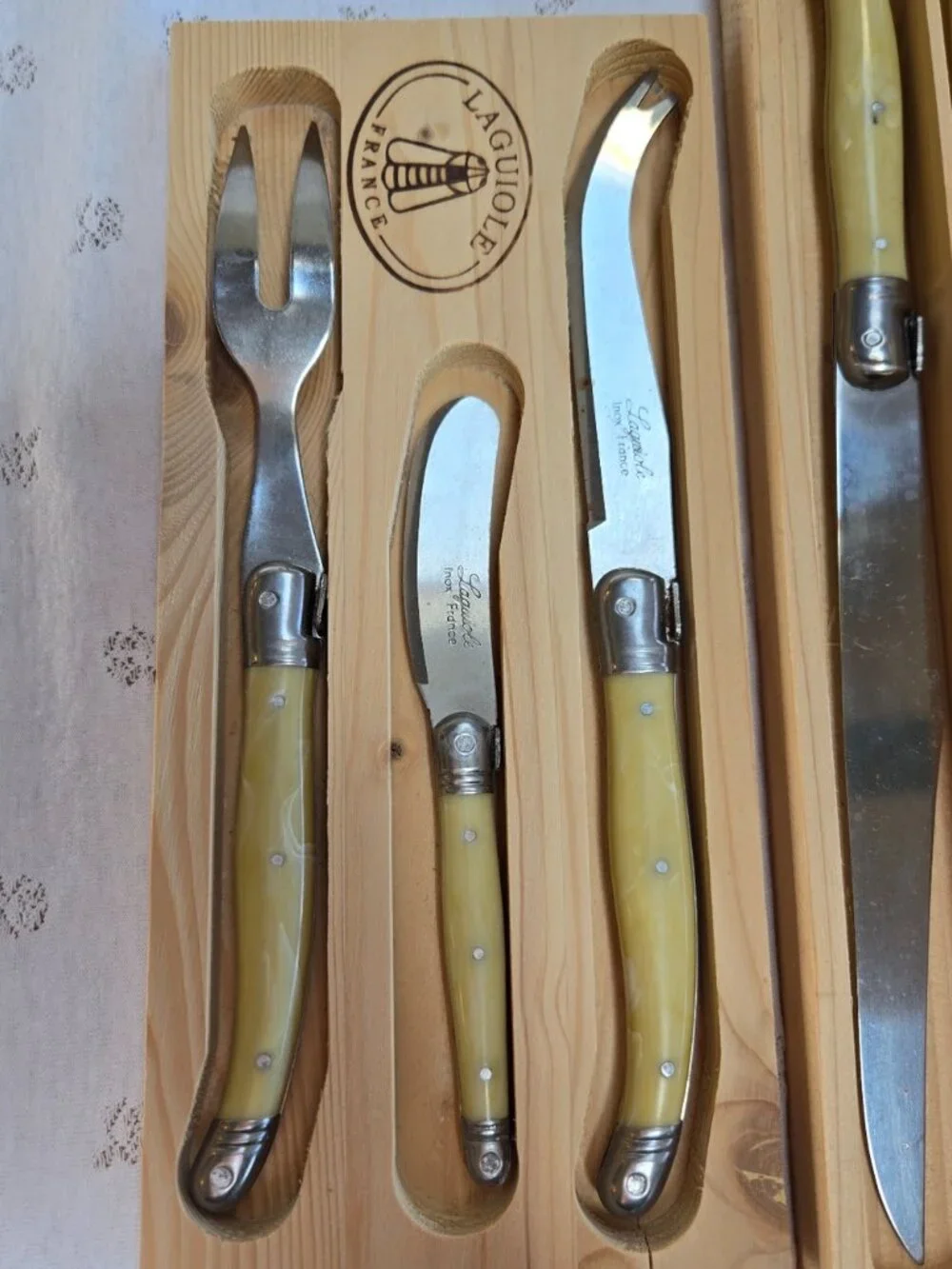 Laguiole France 6-Piece Carving & Serving Set in Cream Handles